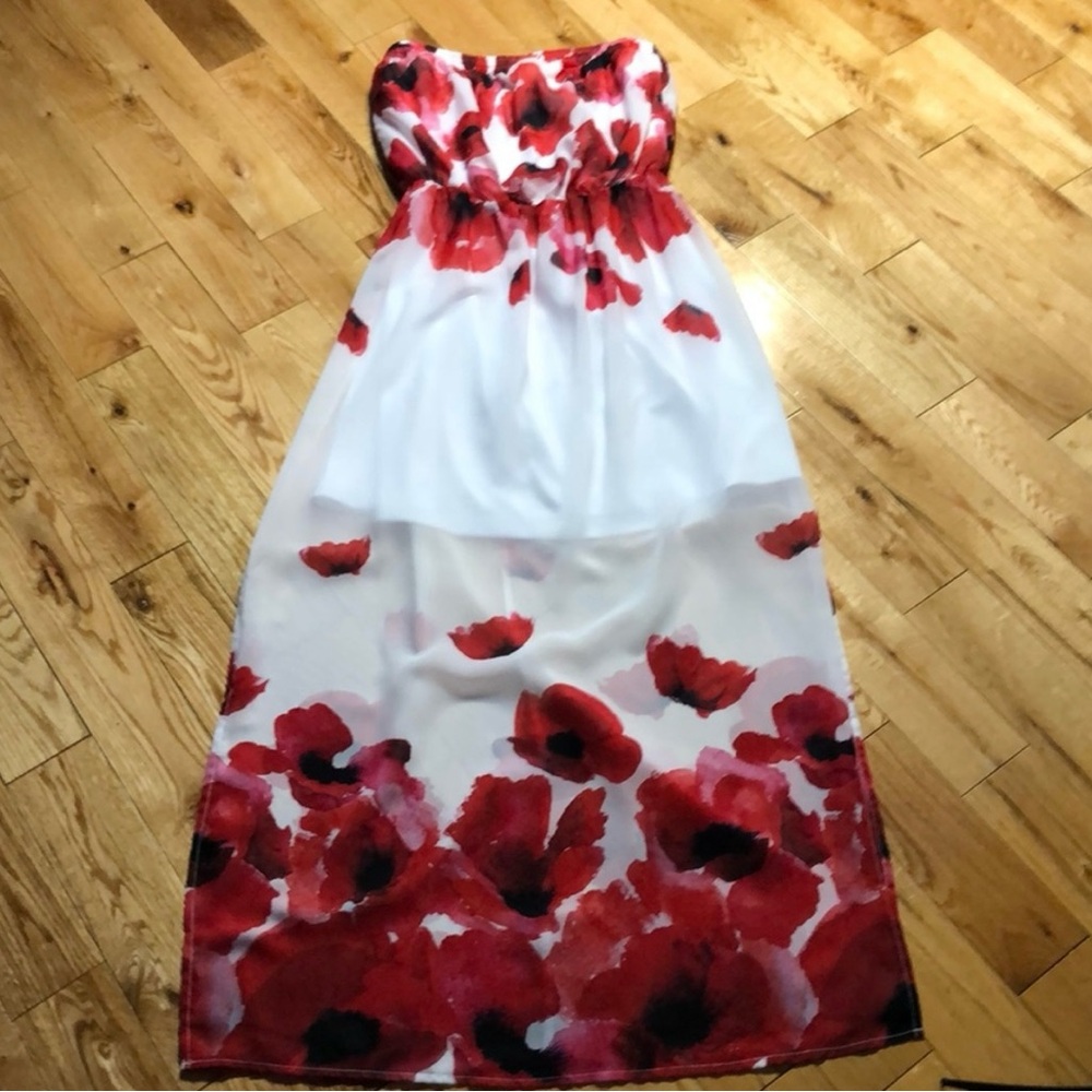 Icône Red and White Floral Dress